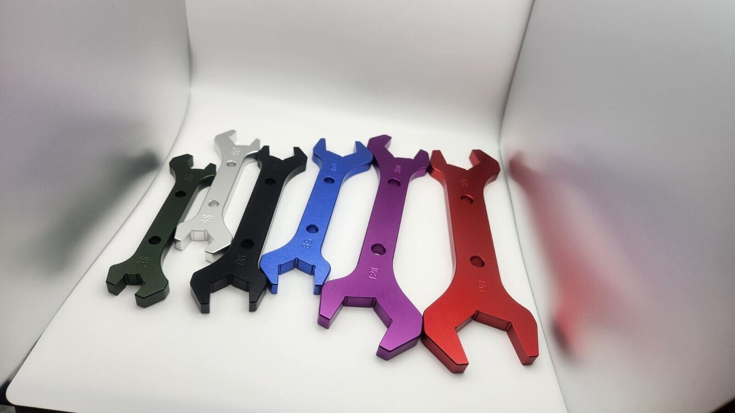 AN3 to AN16 Anodized Aluminum 6 PC Double Ended An Wrench Spanner Set